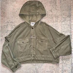 Zara olive green cropped jacket